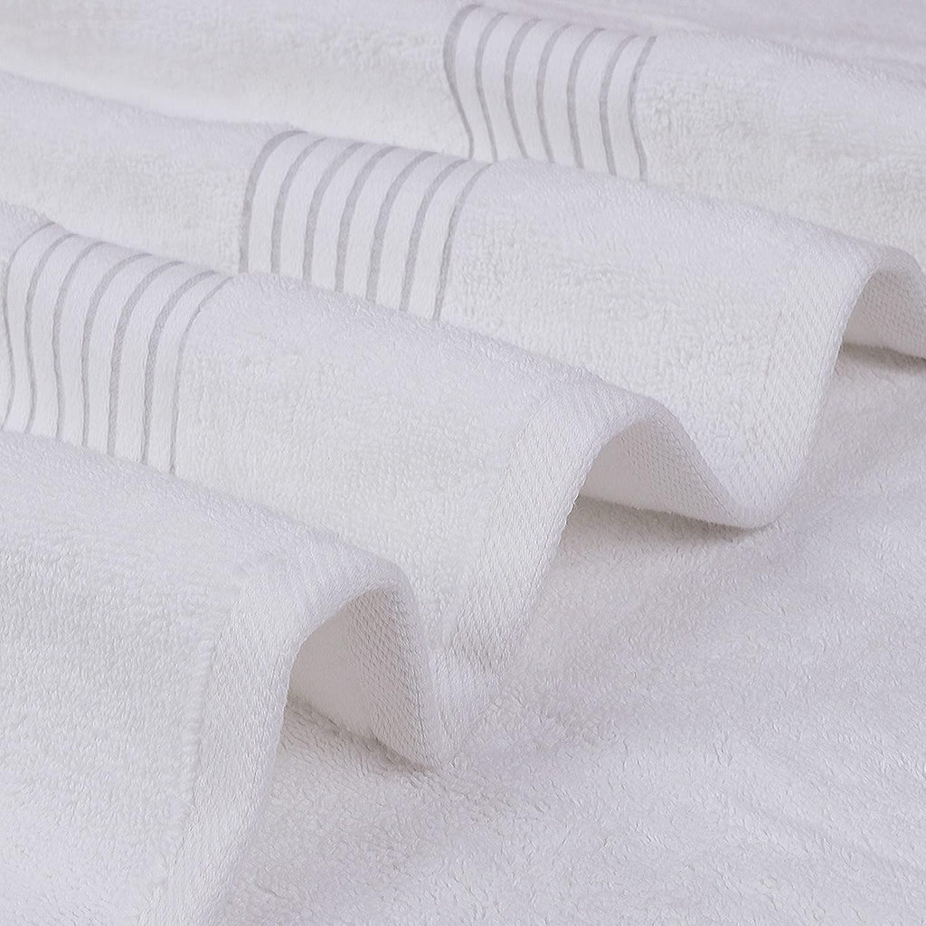 DryVibe Luxury 100% Cotton Bath Towels Set of 4 – Ultra Soft & Highly Absorbent (27x54 Inches, White)
