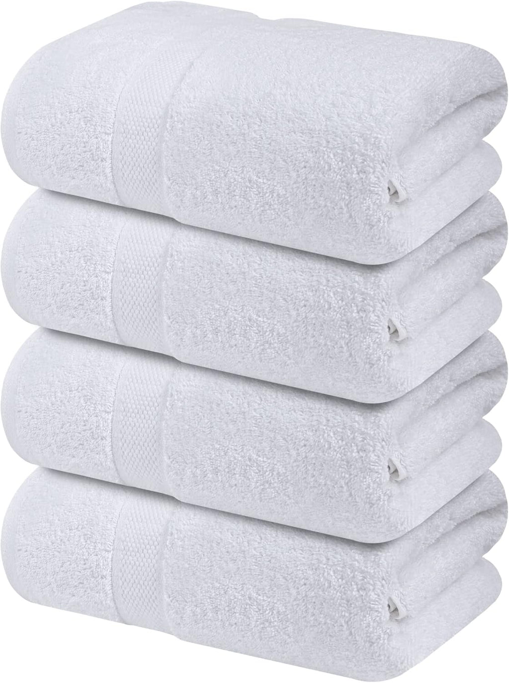 DryVibe Luxury 100% Cotton Bath Towels Set of 4 – Ultra Soft & Highly Absorbent (27x54 Inches, White)