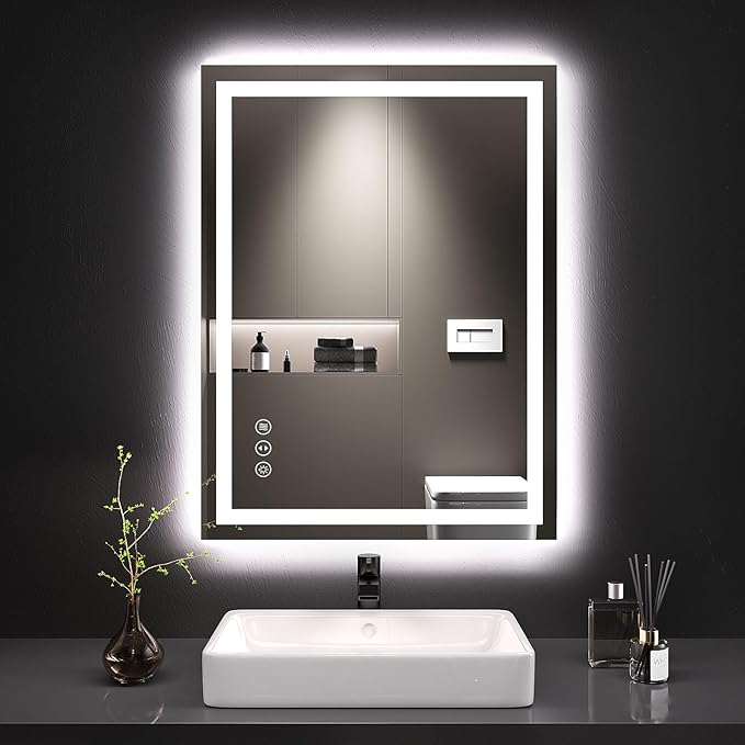 Dry Vibe LED Bathroom Mirror 24x32 – Anti-Fog, Dimmable, Backlit + Front Lit Vanity Mirror