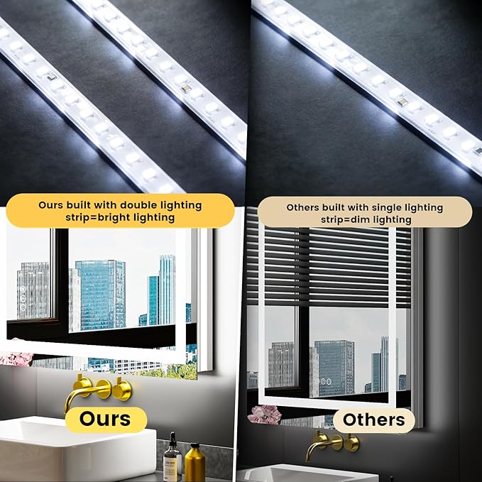 Dry Vibe LED Bathroom Mirror 24x32 – Anti-Fog, Dimmable, Backlit + Front Lit Vanity Mirror