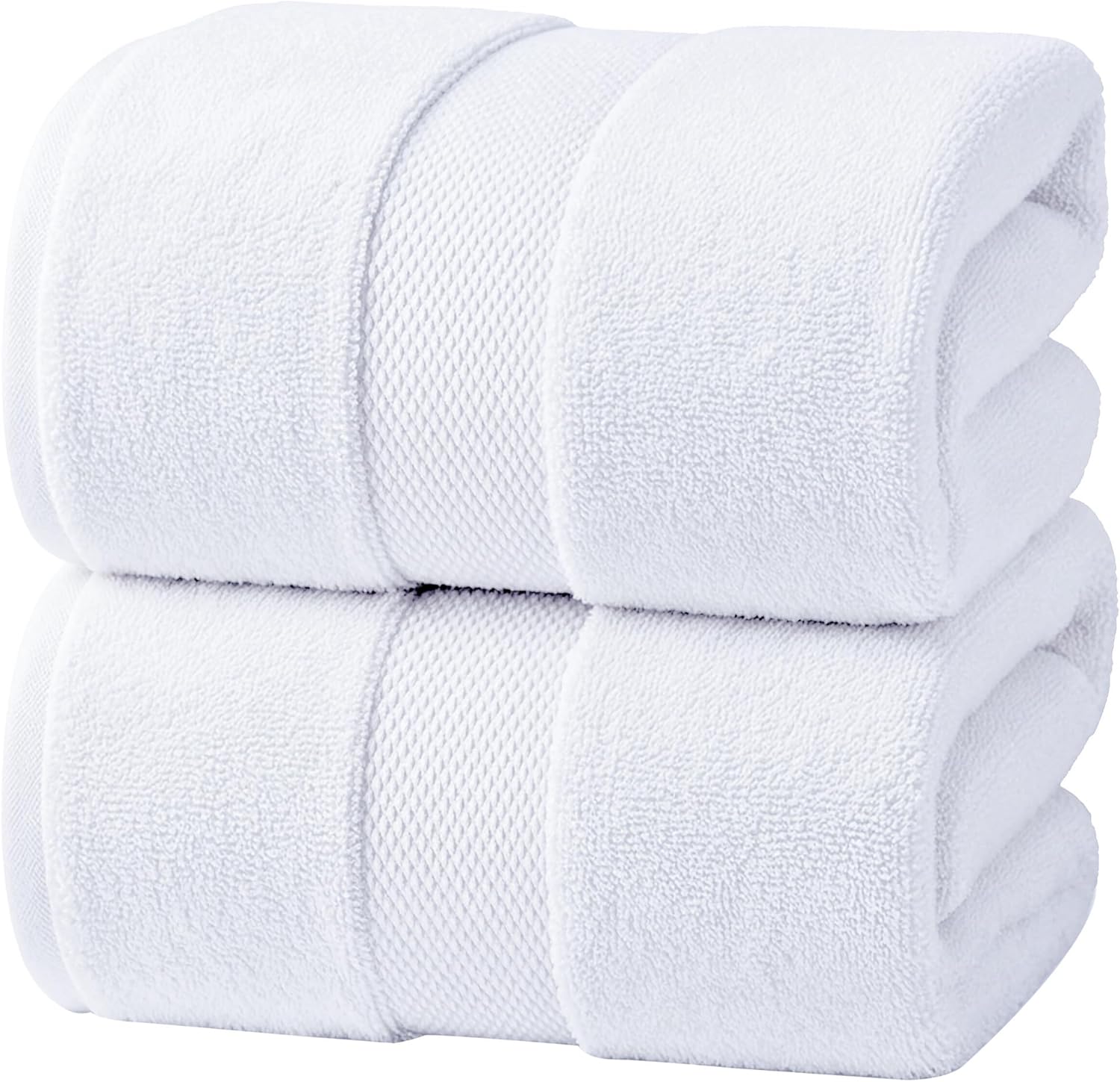DryVibe Jumbo Bath Sheet Towels Set of 2 – 100% Cotton, Ultra Soft & Highly Absorbent (35x70 Inches, White, 600 GSM)