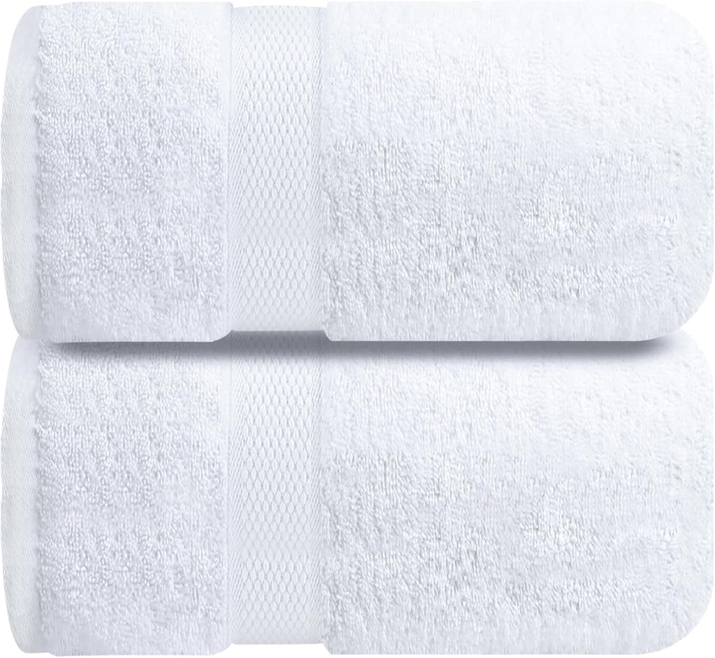 DryVibe Jumbo Bath Sheet Towels Set of 2 – 100% Cotton, Ultra Soft & Highly Absorbent (35x70 Inches, White, 600 GSM)