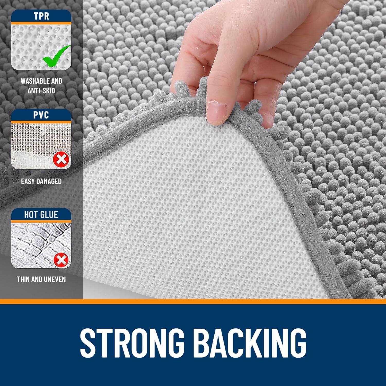 Ultra Soft Chenille Bath Mat – Non-Slip Absorbent Bathroom Rug (Quick Dry, Machine Washable