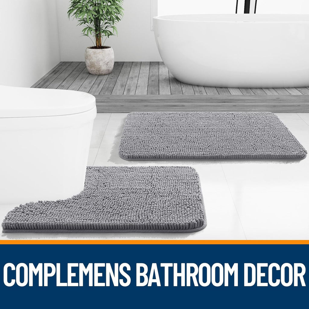 Ultra Soft Chenille Bath Mat – Non-Slip Absorbent Bathroom Rug (Quick Dry, Machine Washable