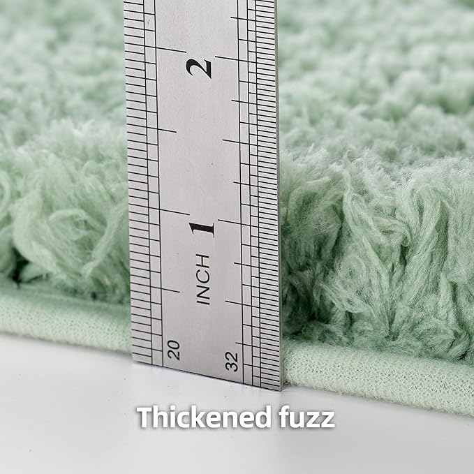 Dry Vibe 3-Piece Luxury Bathroom Rug Set, Ultra Soft Microfiber Bath Mats with Non-Slip Backing & U-Shaped Toilet Rug (Leaf Green)