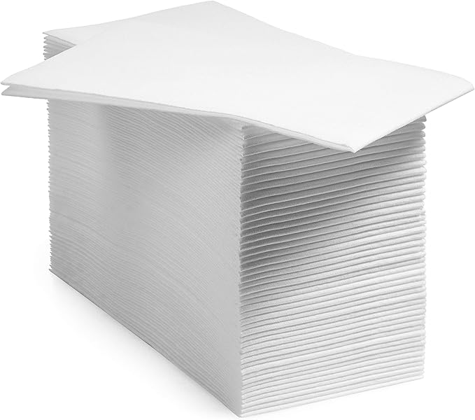Dry Vibe Disposable Guest Towels (200 Pack), Linen-Feel Bathroom Napkins, Soft Cloth-Like Tissue 12"x17" White