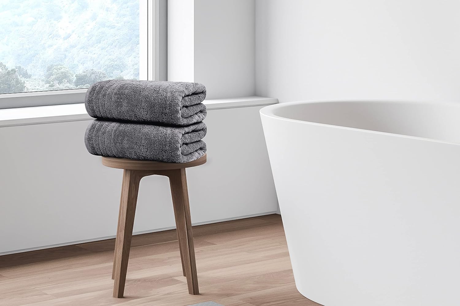 Luxury Bath Towels Set of 4 | Extra Large 30x60 Inch Soft & Absorbent Cotton Towels | Quick Dry Bathroom Towels, Dark Grey