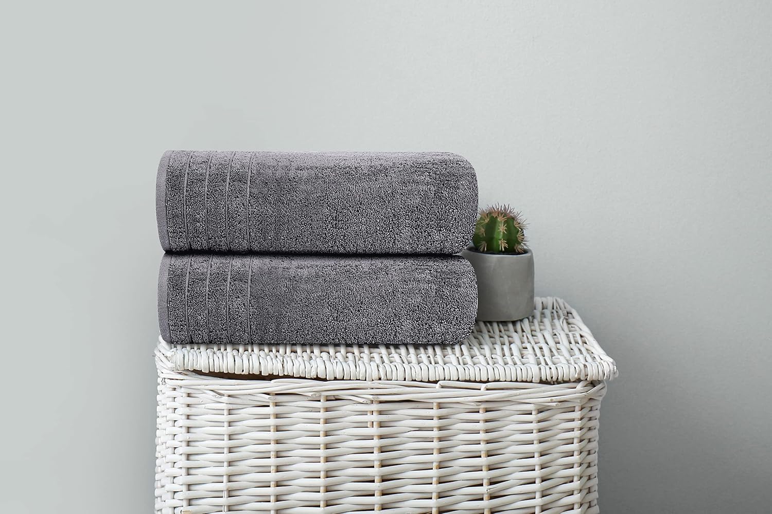 Luxury Bath Towels Set of 4 | Extra Large 30x60 Inch Soft & Absorbent Cotton Towels | Quick Dry Bathroom Towels, Dark Grey