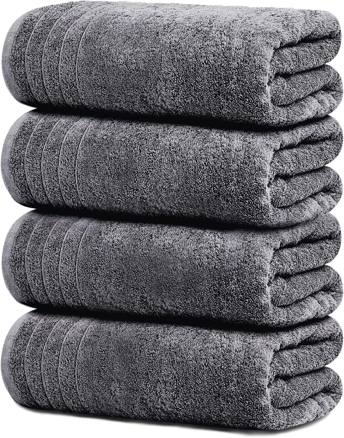 Luxury Bath Towels Set of 4 | Extra Large 30x60 Inch Soft & Absorbent Cotton Towels | Quick Dry Bathroom Towels, Dark Grey