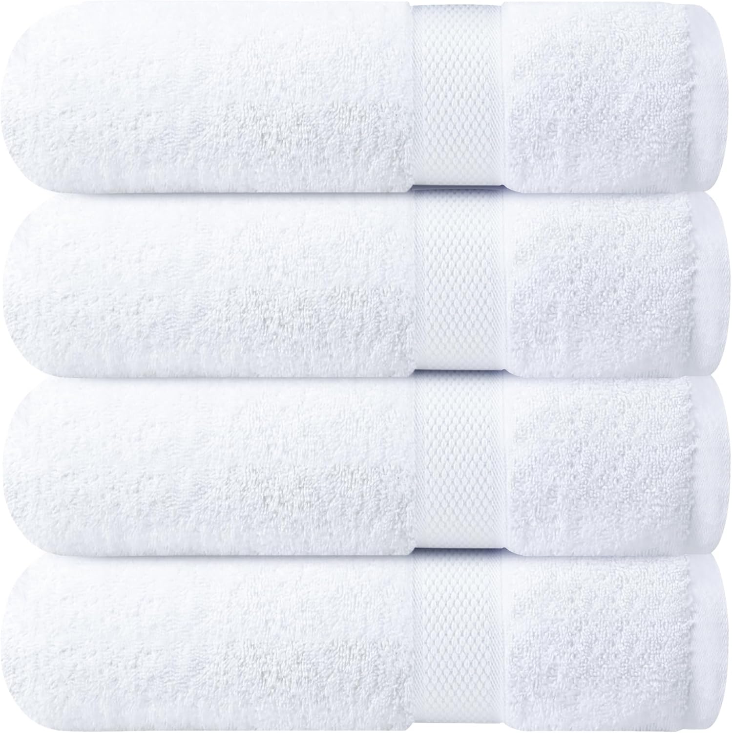 DryVibe Luxury 100% Cotton Bath Towels Set of 4 – Ultra Soft & Highly Absorbent (27x54 Inches, White)